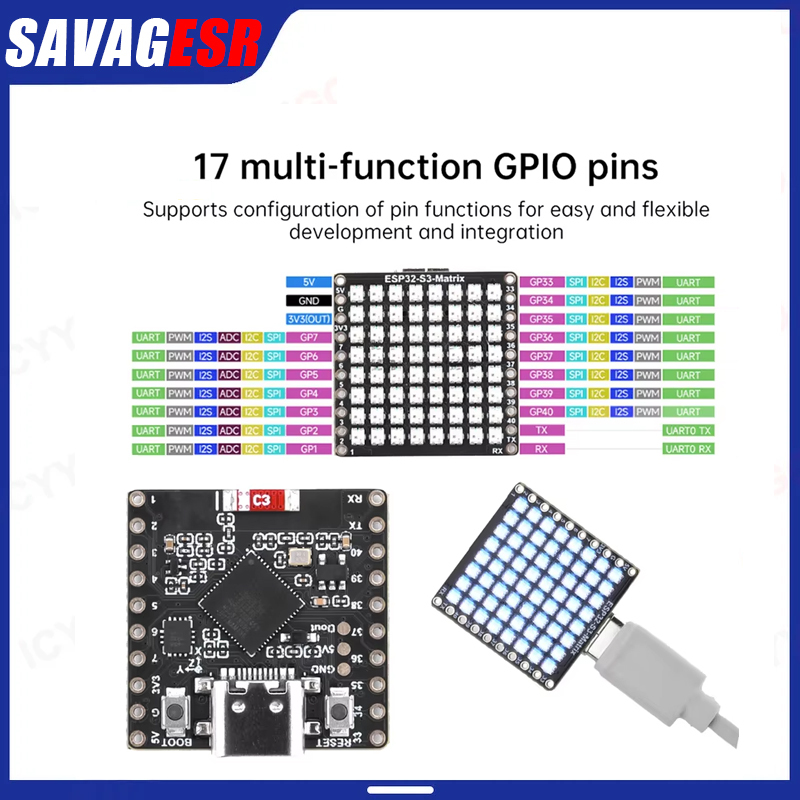 Rgb Led Matrix 8X8 - ESP32-S3 Matrix WIFI Bluetooth BLE5 Mini