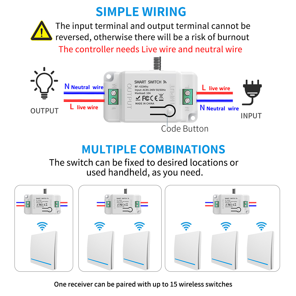 Wireless Switch Remote Control - 433Mhz Receiver Module recension och pris