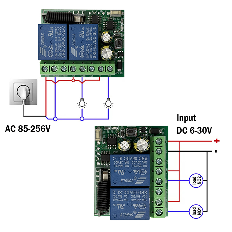 DC 12V 24V AC 220V RF433 2CH M - 433Mhz Receiver Module recension och pris