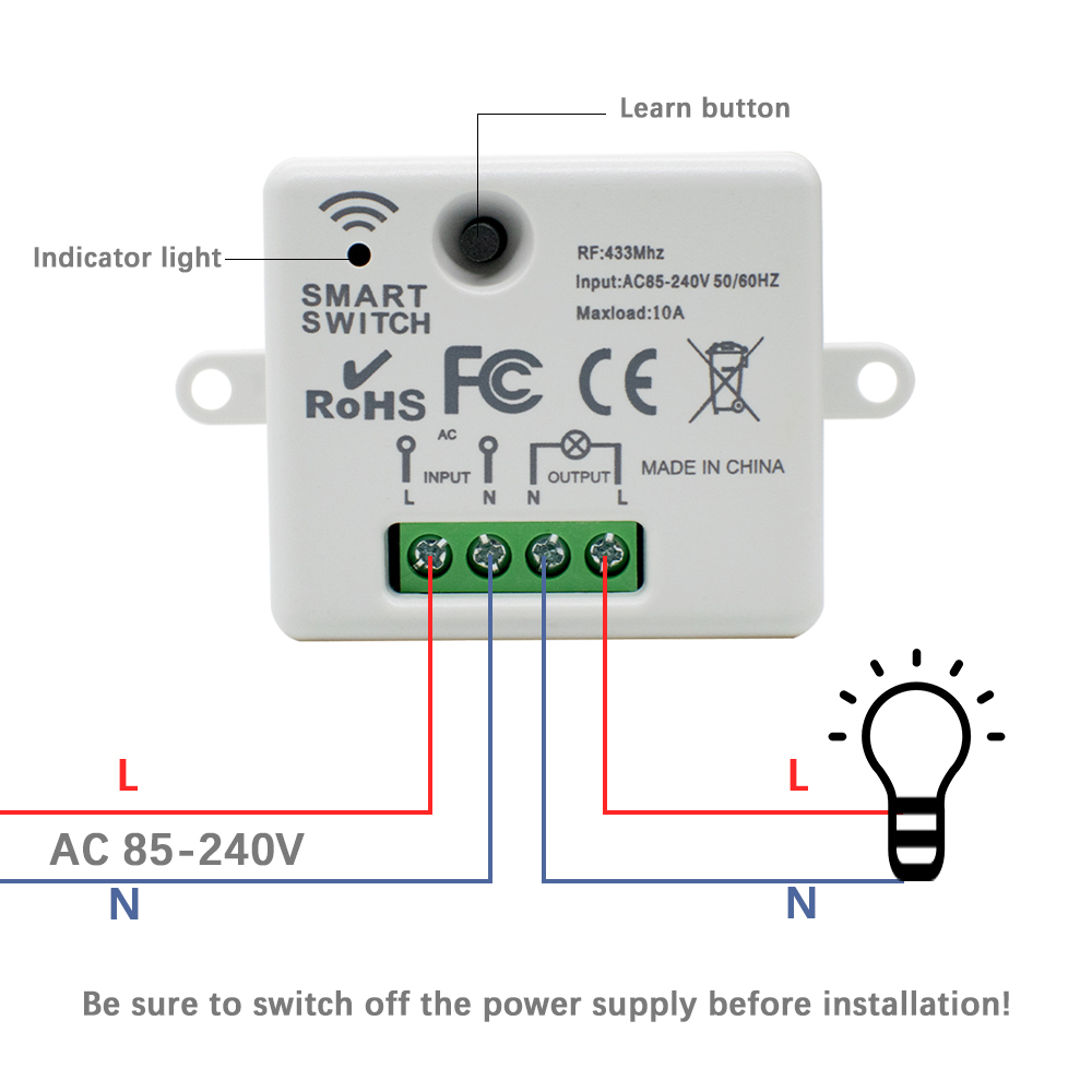 220V 1CH Wireless Remote Contr - 433Mhz Receiver Module recension och pris